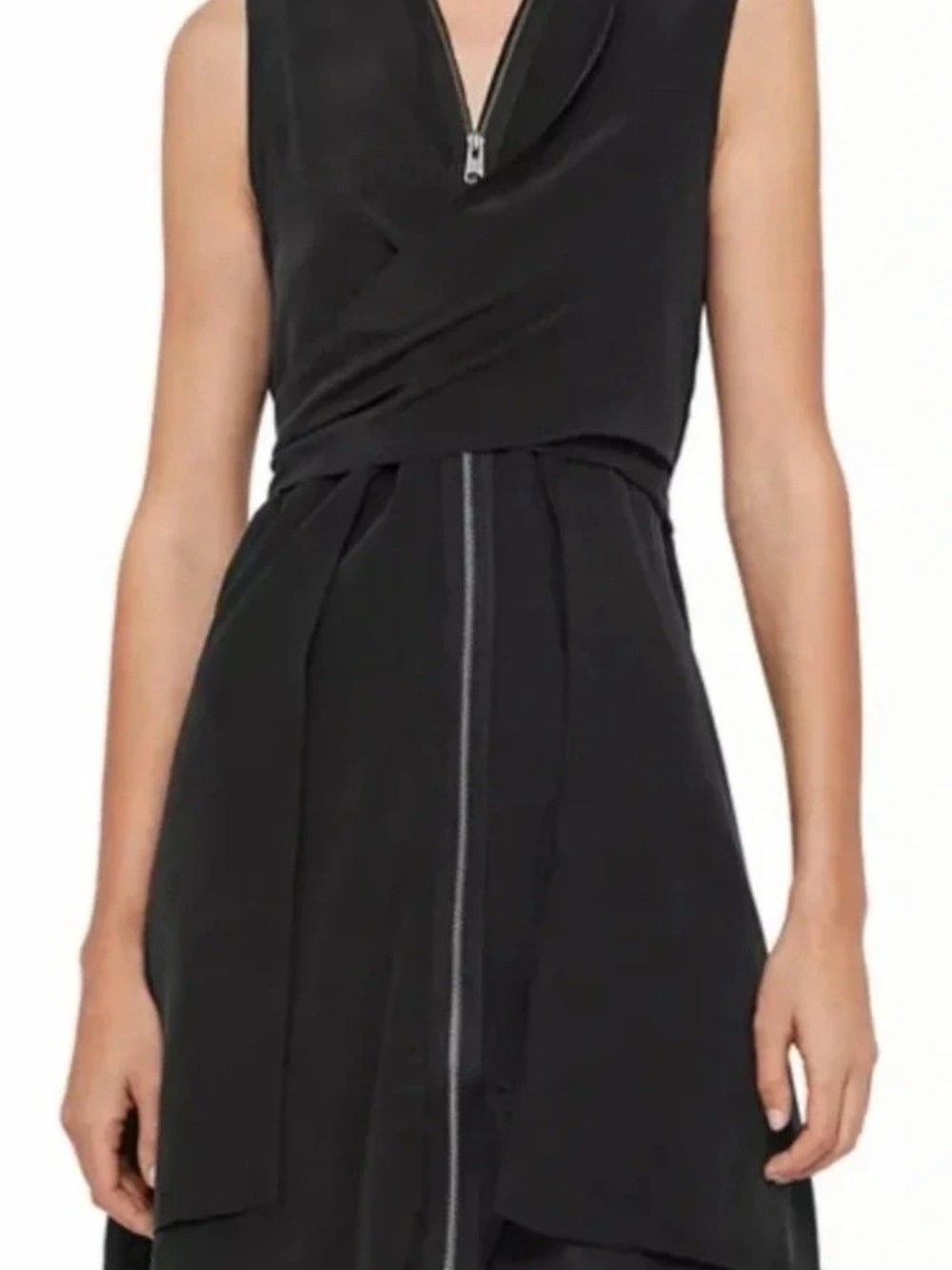AllSaints Black Strapless Zip-Front Dress